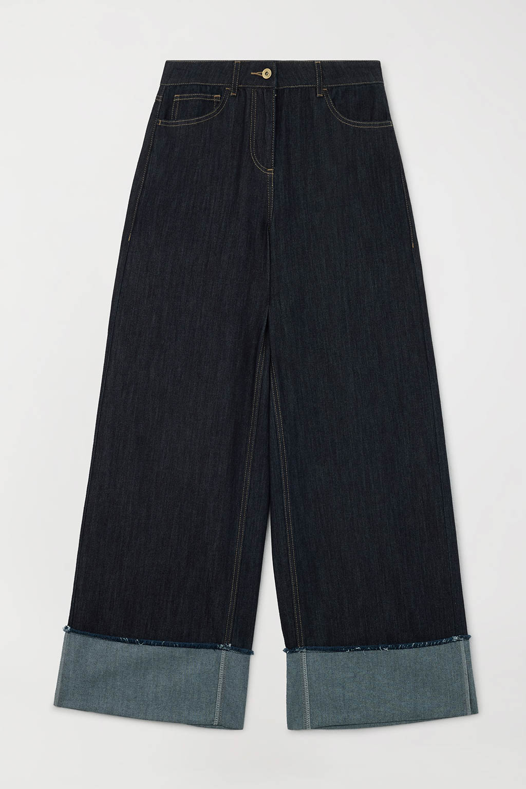 TWINSET – Jeans Flare "Indaco" in Puro Cotone con Risvolto al Fondo - immagine 4