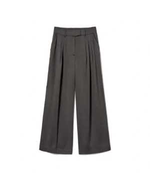 Twinset – Pantaloni Ampi "Nocciola Iron" in Raso Lyocell - immagine 3