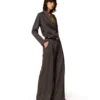 Twinset – Pantaloni Ampi "Nocciola Iron" in Raso Lyocell