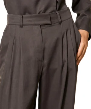 Alternative view of Twinset – Pantaloni Ampi "Nocciola Iron" in Raso Lyocell