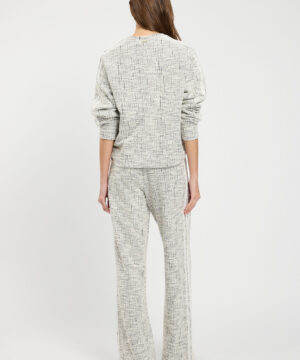 Twinset – Pantaloni "Tweed Off White / Nero" in Felpa Intrecciata - immagine 3