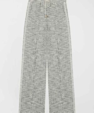 Twinset – Pantaloni "Tweed Off White / Nero" in Felpa Intrecciata - immagine 4