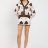 Shorts da donna in maglia marchio TWINSET con lavorazione jacquard piquet motivo cuori e check su Origami Store