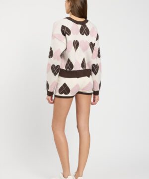 TWINSET – Shorts "Jacquard Cuore" in Maglia a Disegno Check - immagine 3
