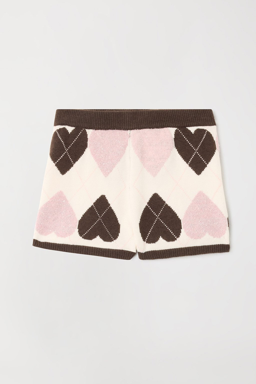 TWINSET – Shorts "Jacquard Cuore" in Maglia a Disegno Check - immagine 4