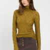 Top dolcevita da donna marchio TWINSET colore shiny oil in pizzo stretch trasparente con collo alto su Origami Store