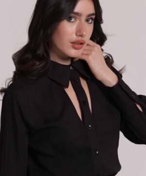 Alternative view of Mimì Muà Firenze – Camicia in Georgette "Nero" Made in Italy con Dettaglio Cut-Out
