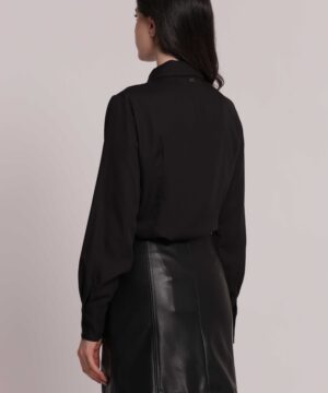 Mimì Muà Firenze – Camicia in Georgette "Nero" Made in Italy con Dettaglio Cut-Out - immagine 4