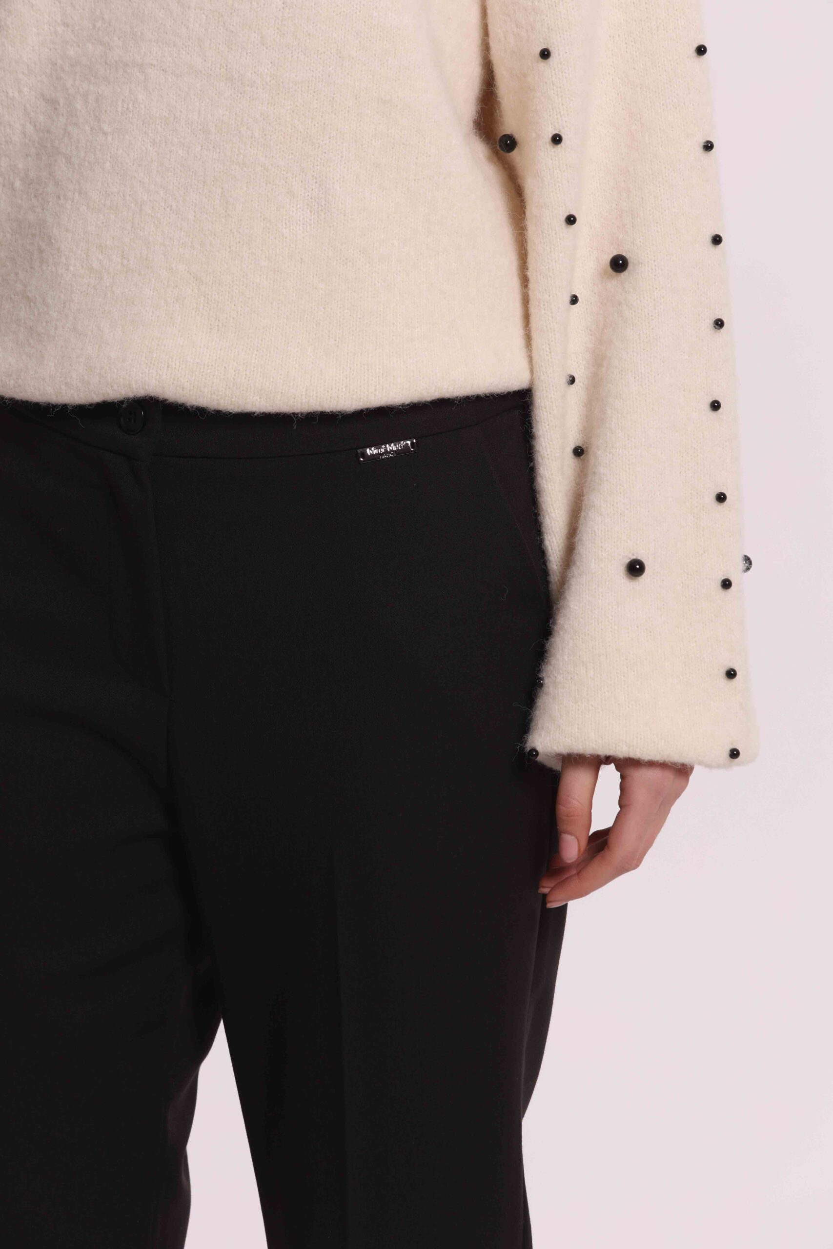 Mimì Muà Firenze – Pantalone a Sigaretta "Nero" Made in Italy in Tessuto Vanz con Elastico Posteriore - immagine 5