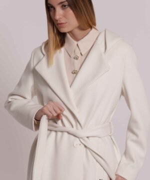 Alternative view of Mimì Muà Firenze – Cappotto Lungo "Panna" Made in Italy con Cintura e Cappuccio