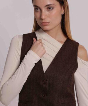 Alternative view of Mimì Muà Firenze – Gilet "Moro" in Tweed con Lavorazione a Spina di Pesce Made in Italy