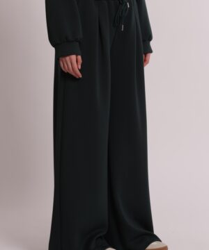 Mimì Muà Firenze – Pantalone di Felpa a Palazzo "Verde Teal" in Misto Viscosa Made in Italy - immagine 4