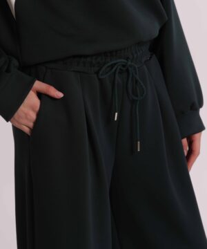 Mimì Muà Firenze – Pantalone di Felpa a Palazzo "Verde Teal" in Misto Viscosa Made in Italy - immagine 3