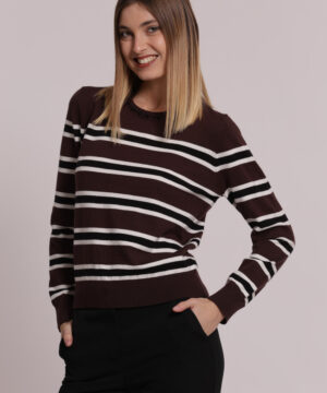 Mimì Muà Firenze – Maglia a Righe "Moro" in Misto Viscosa Soft con Collana di Perle Integrate nello Scollo - immagine 3