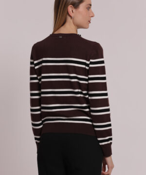 Mimì Muà Firenze – Maglia a Righe "Moro" in Misto Viscosa Soft con Collana di Perle Integrate nello Scollo - immagine 4