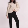 Pantalone da donna colore nero modello a sigaretta Made in Italy in tessuto vanz marchio Mimì Muà Firenze con piega stirata ed elastico posteriore in vita su Origami Store