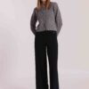 Pantalone elegante da donna taglio a palazzo colore blu marchio Mimì Muà Firenze Made in Italy in tessuto crêpe con alta fascia elastica su Origami Store