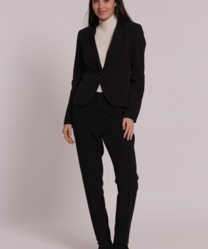 Pantalone elegante da donna taglio a sigaretta colore nero marchio Mimì Muà Firenze Made in Italy in tessuto tecnico bi-stretch su Origami Store
