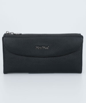 Portafoglio grande da donna colore nero marchio Mimì Muà Firenze in vera pelle grana naturale con patta e interno multicolor su Origami Store